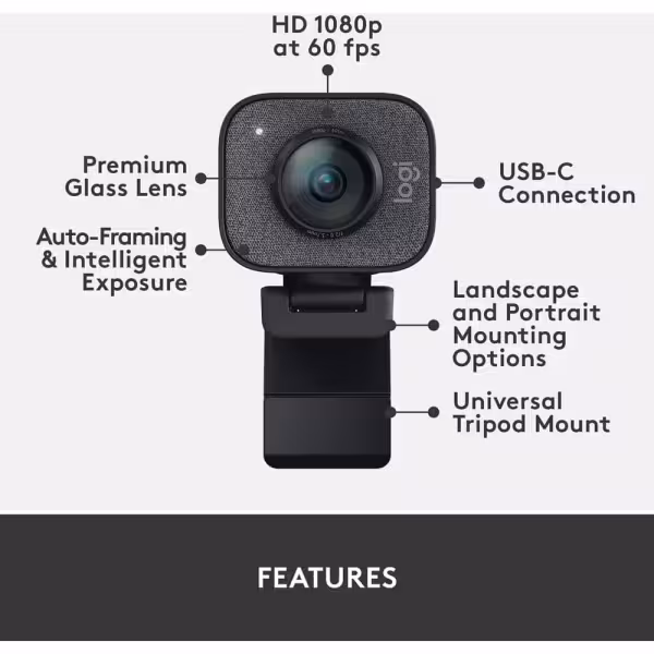 Logitech StreamCam Full HD Webcam 1080p 60fps USB-C Graphite