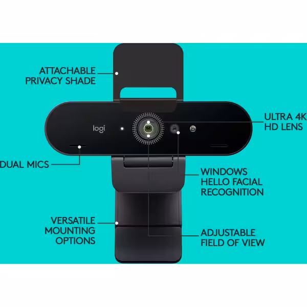 Logitech BRIO 4K Pro Ultra HD 2160p Webcam USB-C (960-001106) - image 2 of 11