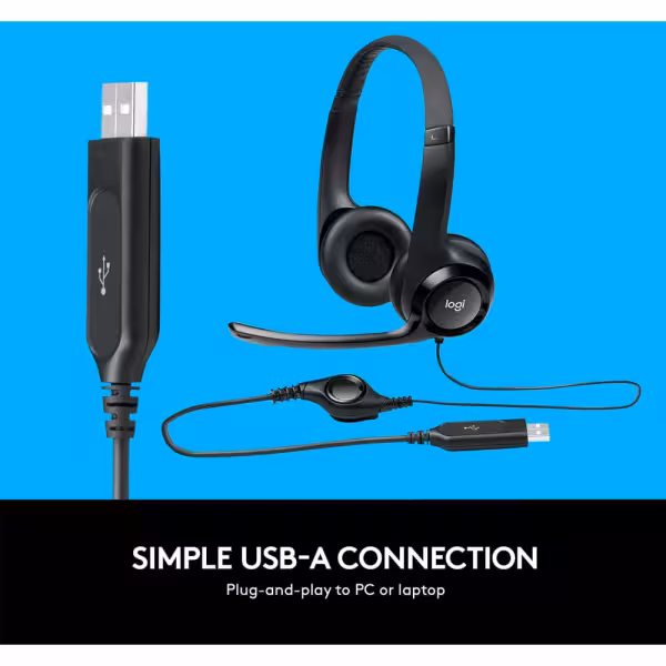 Logitech H390 USB Headset with Noise-Cancelling Mic (Black)