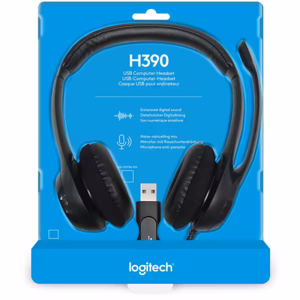 Logitech H390 USB Headset with Noise-Cancelling Mic (Black)