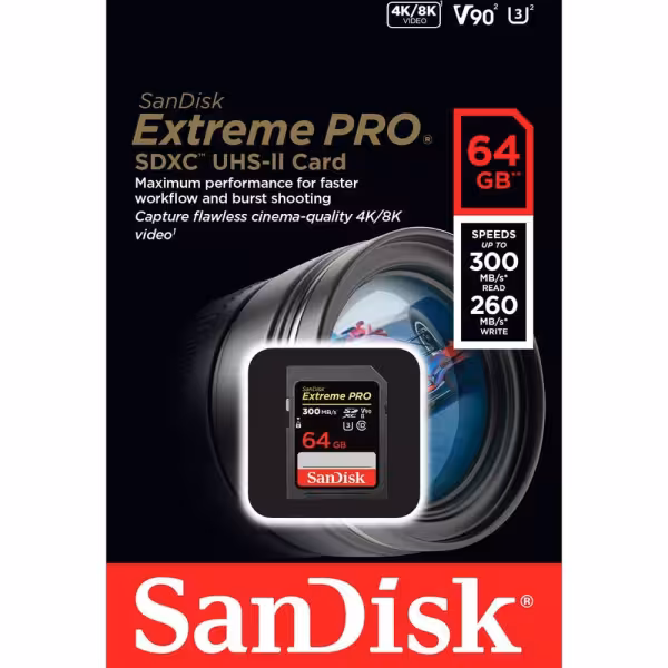 SanDisk Extreme PRO 64GB UHS-II SDXC Memory Card – 300 MB/s - image 4 of 6