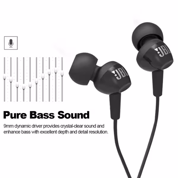 JBL C100Si Wired In-ear Earphones with Mic Black 3.5mm