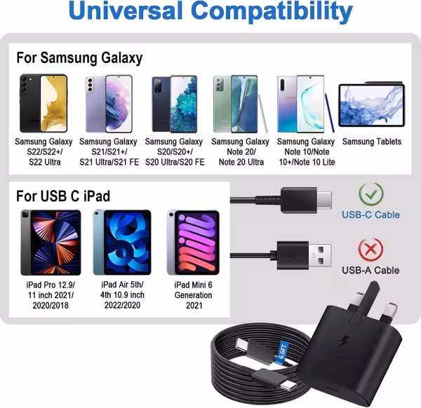 Samsung EP-TA800 25W USB-C Wall Charger Set Black