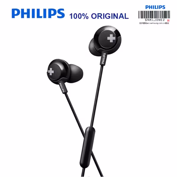 Philips SHE4305 Bass Wired In-Ear Headphones with Mic Black