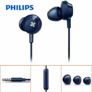 Philips SHE4305 Bass Wired In-Ear Headphones with Mic Black