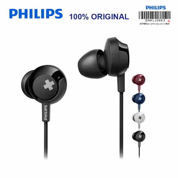 Philips SHE4305 Bass Wired In-Ear Headphones with Mic Black