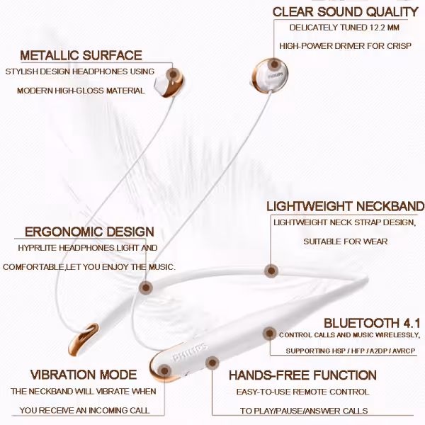 Philips SHB4205 Flite Hyprlite Wireless Bluetooth Headphones