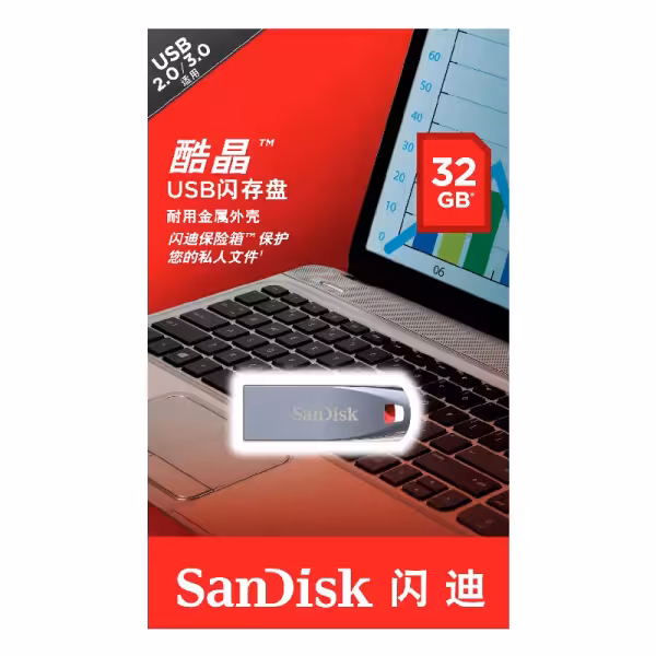 SanDisk CZ71 64GB USB 2.0 Flash Drive – Metal Pendrive Memory Stick