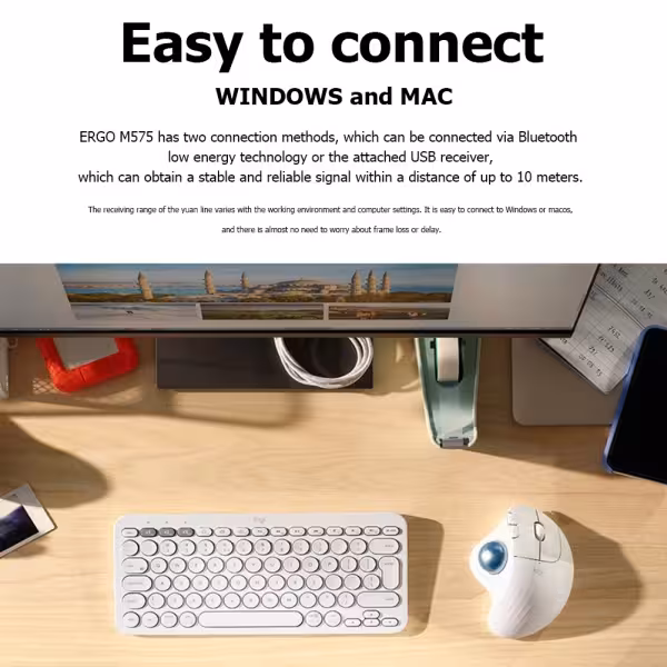 Logitech ERGO M575 Wireless Trackball Mouse Black 2000 DPI
