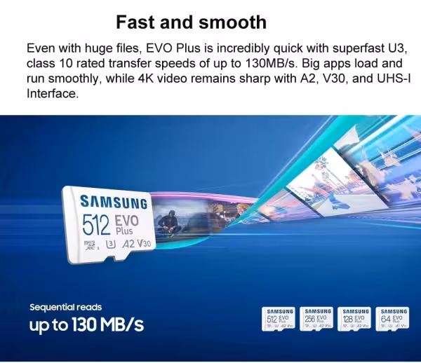 Samsung EVO Plus 128GB microSDXC Memory Card 160MB/s V30