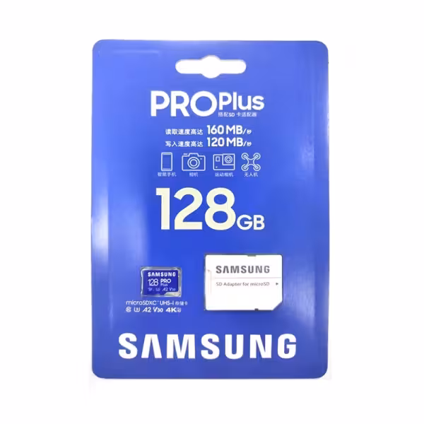 Samsung PRO Plus 128GB microSD Card V30 A2 with SD Adapter