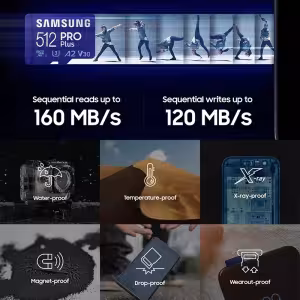Samsung PRO Plus 128GB microSD Card V30 A2 with SD Adapter