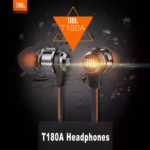 JBL T180A Wired In-Ear Headphones with Mic – 3.5mm Black