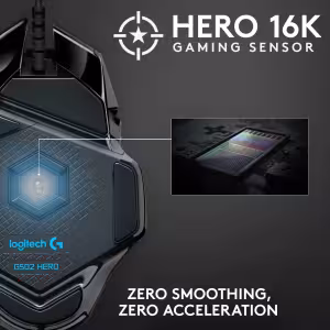 Logitech G502 HERO Wired Gaming Mouse 25K DPI, 11 Programmable Buttons