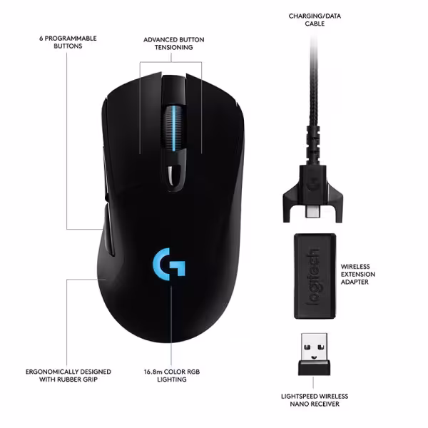 Logitech G703 LIGHTSPEED Wireless Gaming Mouse – Black