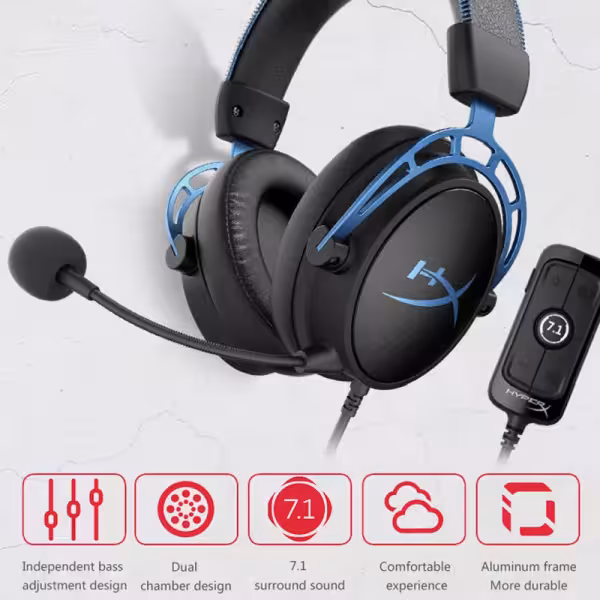 HyperX Cloud Alpha S Wired Gaming Headset with Noise Cancellation