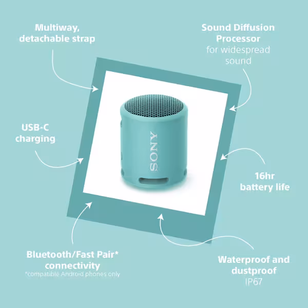Sony SRS-XB13 Bluetooth Portable Speaker Powder Blue
