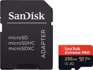SanDisk Extreme PRO 256GB microSDXC Memory Card with SD Adapter A2 V30