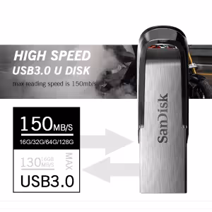 SanDisk Ultra Flair 256GB USB 3.0 Flash Drive 150MB/s Silver/Black