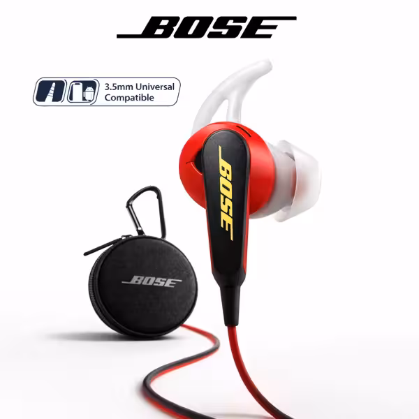Bose SoundSport Wired In-Ear Headphones Power Red Inline Mic & Remote