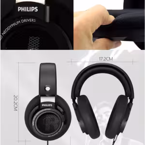 Philips SHP9500 Over-Ear Open-Back Wired Headphones Black 50mm Drivers 32 Ohm