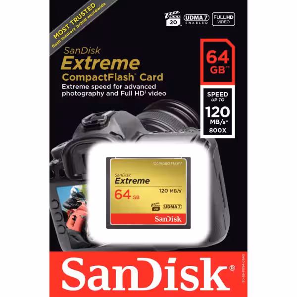 SanDisk Extreme 64GB UDMA7 CompactFlash Card (Black/Gold)