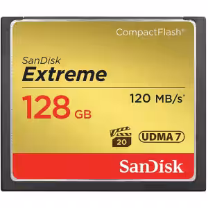 SanDisk Extreme 128GB UDMA7 CompactFlash Card (Black/Gold)