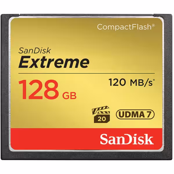 SanDisk Extreme 128GB UDMA7 CompactFlash Card (Black/Gold)