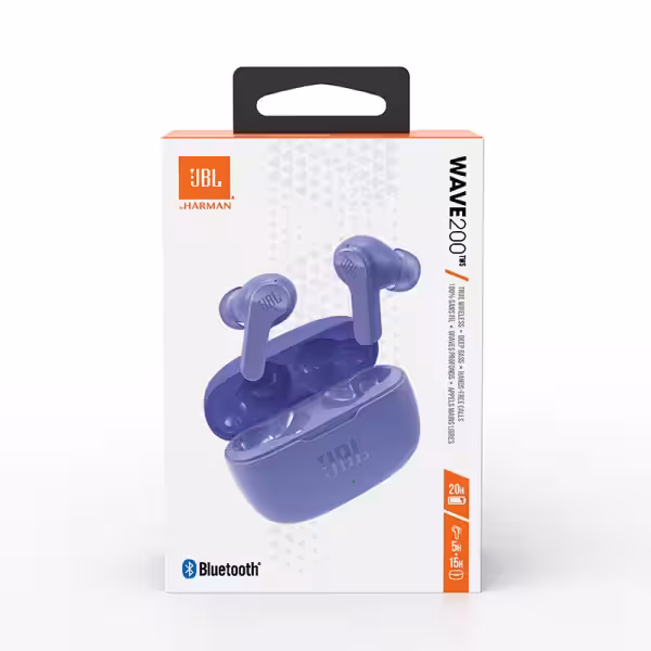 JBL W200TWS True Wireless Bluetooth Earphones with Mic – Charging Case - Black