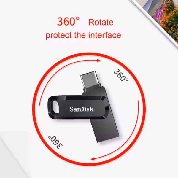 SanDisk OTG USB3.1 Type c Flash Drive Mini U Disk 150M/s - 256gb , black