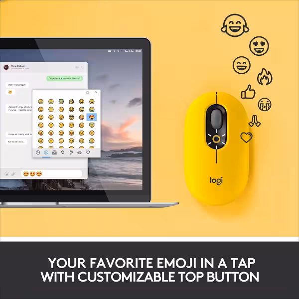 Logitech POP Wireless Mouse Blast Yellow Black
