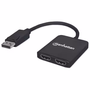 Manhattan DisplayPort 1.2 to 2-Port HDMI MST Splitter Hub, 4K@30Hz Black