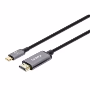 USB-C to HDMI Cable, 4K@30Hz, 2m, Black, Equivalent to Startech CDP2HD2MBNL, Male to Male, Three Yea