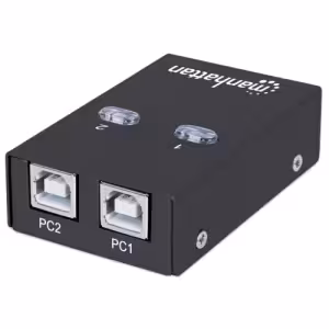 USB-A Automatic Sharing Switch, 2x USB-B Ports, 480 Mbps (USB 2.0), Dual Control (Auto-Sensing or Ma