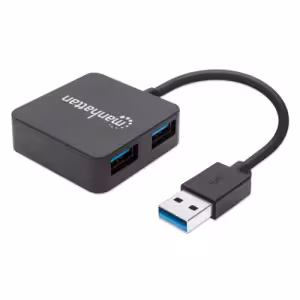 USB-A 4-Port Hub, 4x USB-A Ports, 5 Gbps (USB 3.2 Gen1 aka USB 3.0), Bus Power, Equivalent to Starte