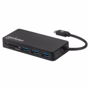 Manhattan AVMN164948 USB-C Hub with Card Reader and 3x USB-A Ports 5Gbps Black