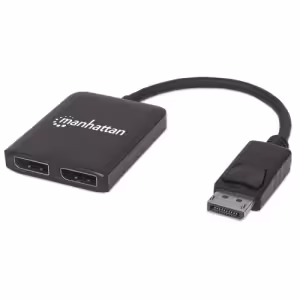 Manhattan DisplayPort 1.2 to 2-Port MST Splitter Hub, 4K@30Hz, USB-A Powered, Black