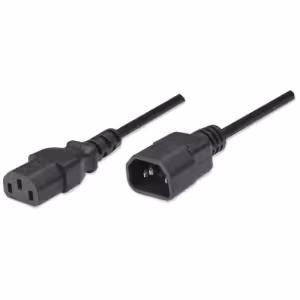 Power Cord/Cable, C14 Male to C13 Female (kettle lead), Monitor to CPU, 1.8m, 10A, Black, Lifetime W