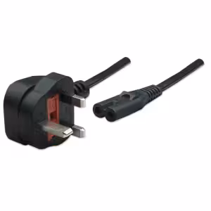 Manhattan UK 3-Pin to C7 Figure-8 Power Cable, 1.8m, Black