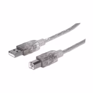 USB-A to USB-B Cable, 1.8m, Male to Male, Translucent Silver, 480 Mbps (USB 2.0), Equivalent to Star