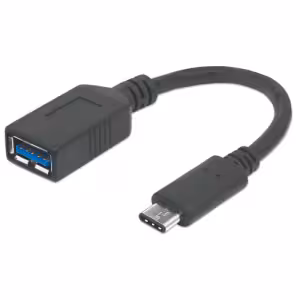 USB-C to USB-A Cable, 15cm, Male to Female, Black, 5 Gbps (USB 3.2 Gen1 aka USB 3.0), 3A (fast charg
