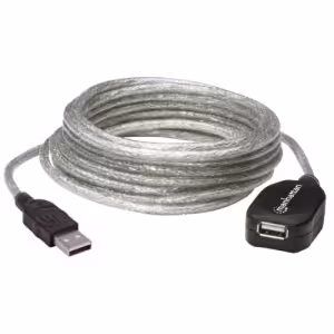 USB-A to USB-A Extension Cable, 5m, Male to Female, Active, Translucent Silver, 480 Mbps (USB 2.0), 