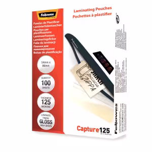 Fellowes 54 x 86mm 125 Micron Laminating Pouches 100 Pack