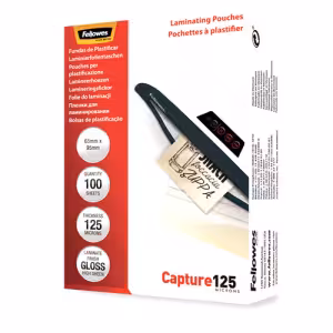 Fellowes Gloss Laminating Pouches 64 x 95mm 125 Micron 5306702 100 Pack