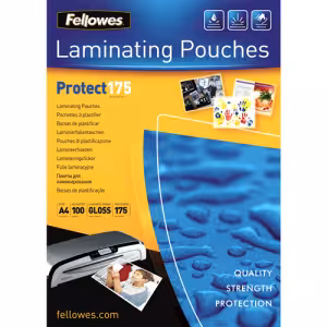 Fellowes A4 Laminating Pouches 175 Micron 100PK 5308703 100 Pack