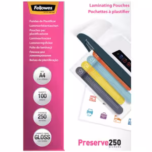 Fellowes A4 Laminating Pouches 250 Micron 100PK 5401802 100 Pack