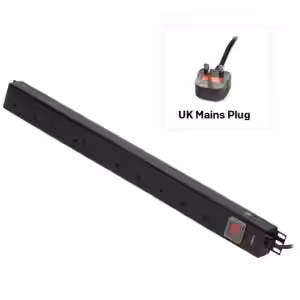 10 Way UK Mains Sockets, Vertical PDU with UK Mains Plug