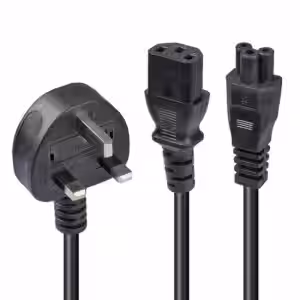 2.5m UK 3 Pin Plug to IEC C13 and IEC C5 Splitter Extension Cable, Black