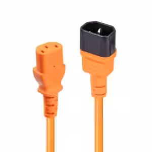 0.5m C14 to C13 Mains Extension Cable, Orange