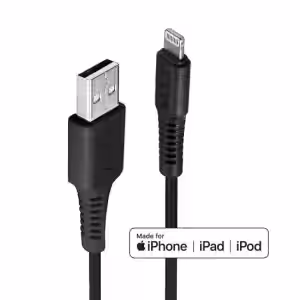 2m USB Type A to Lightning Cable, Black